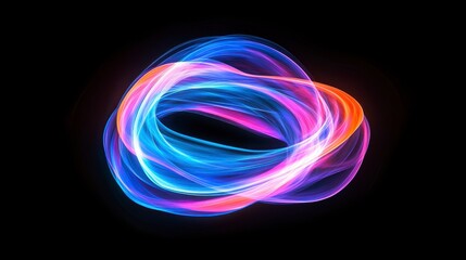 Abstract Colorful Light Swirls on Black Background