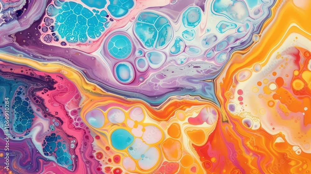 Canvas Prints vibrant fluid art marbling, a dynamic display of colorful swirls and rich textures, showcasing depth
