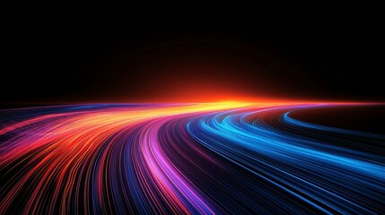 Colorful Light Trails on a Black Background