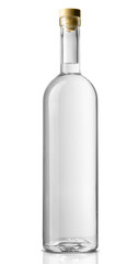 Bottle of vodka or gin isolated on white background, clipping path included.