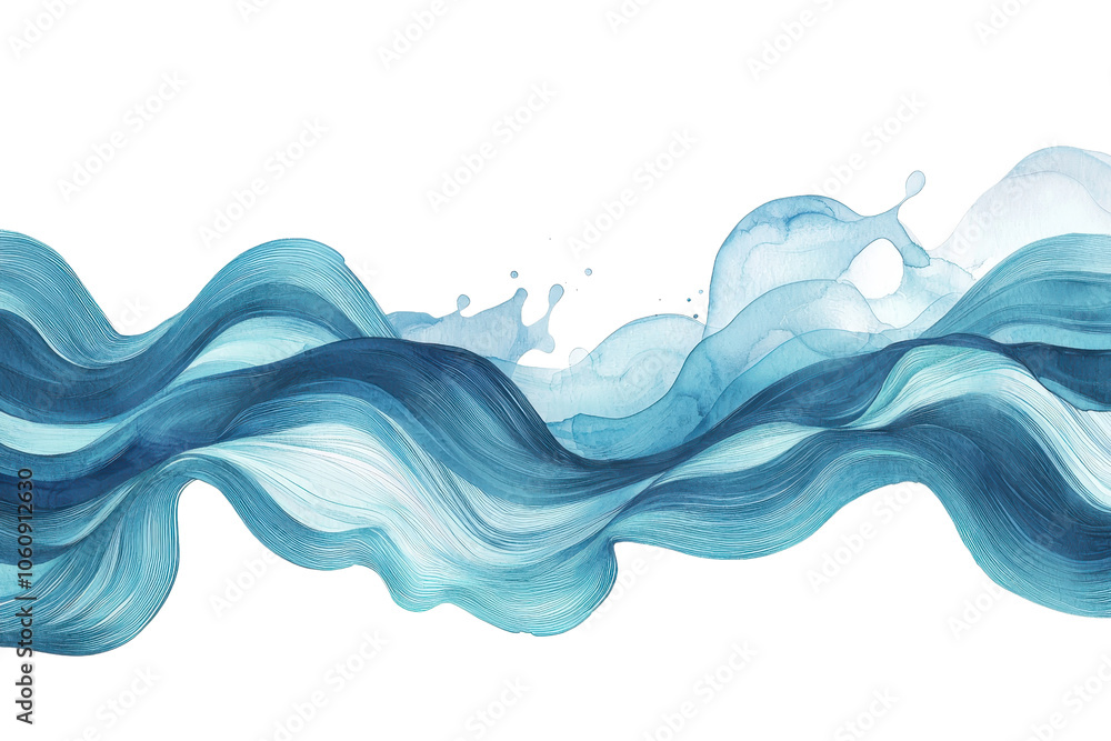 Poster flowing blue abstract wave design on transparent background. perfect for artistic and modern design 