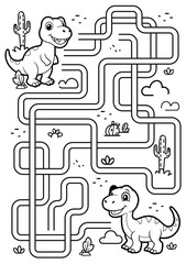 Adorable Dinosaur Maze for Kids' Fun and Education