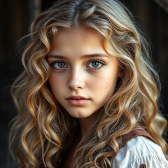 Naklejka premium young beautiful gypsy girl serious look 