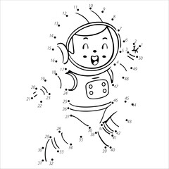 Connect The Dots Astronaut Illustration for Kids' Learning