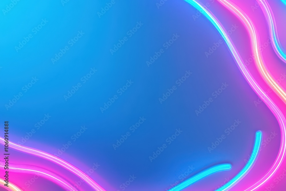 Poster abstract background with vibrant neon lines in pink and blue hues, creating a dynamic and modern vis