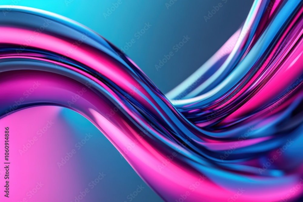 Poster colorful abstract wave in vibrant pink and blue hues, creating a dynamic and flowing visual effect.