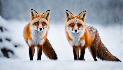 Obraz premium Red Fox in Fresh Snow