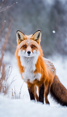 Fototapeta premium Red Fox in Fresh Snow