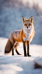 Obraz premium Red Fox in Fresh Snow