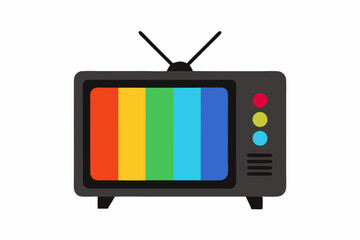 Retro TV with Color Bars Vector Art