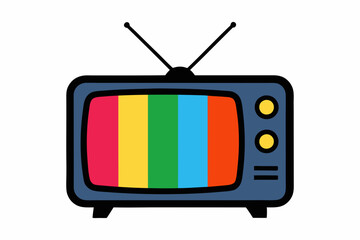 Retro TV with Color Bars Vector Art