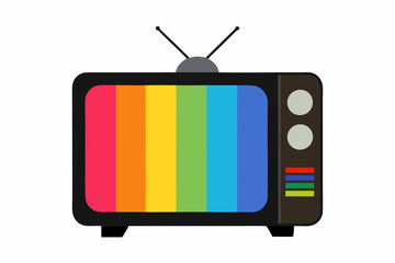 Retro TV with Color Bars Vector Art