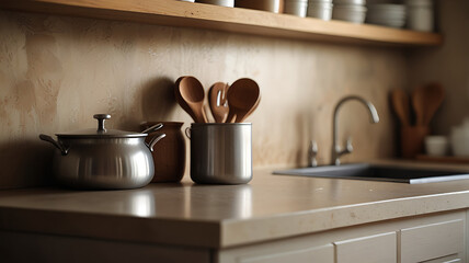 kitchen utensils in a kitchen