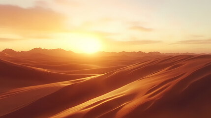 Obraz premium Sand dunes in the sahara desert at sunset. 3d render. Wind-swept Desert. Illustration