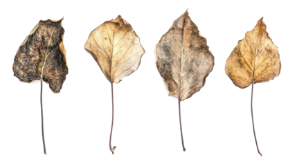 Delightful Collection of Dried Leaves on a Transparent Background Generative AI