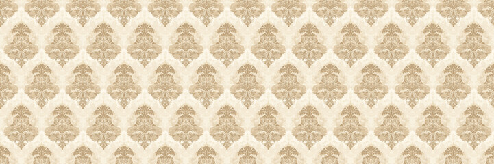 Elegant vintage damask seamless pattern on beige background for interior design