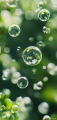 Smooth green and white bokeh bubbles create a tranquil abstract background for a stylish display