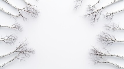 Fototapeta premium An aerial view of leafless treetops in winter. Drone shot.