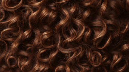 Close up of curly brown hair texture, perfect for beauty and hair care branding