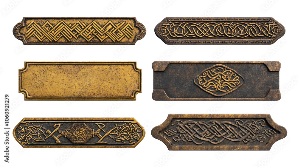 Poster decorative medieval frames and ornaments for viking-inspired ui design generative ai