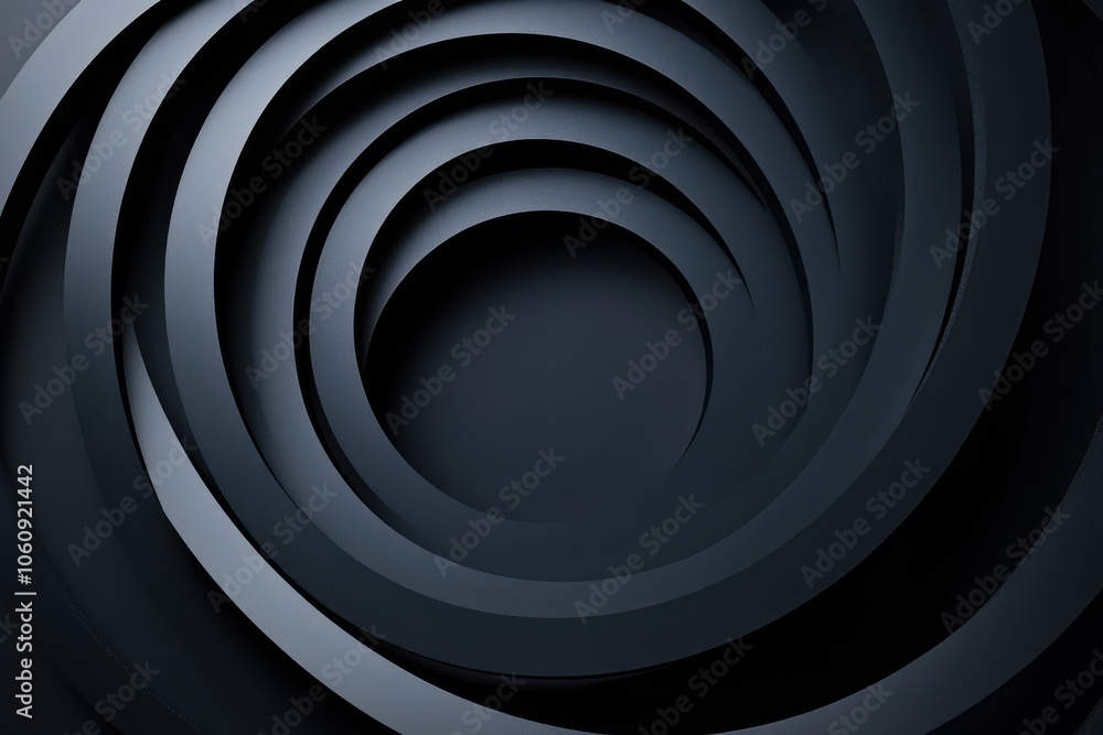 Poster an abstract close-up of swirling black circular shapes, creating a sense of depth and tranquility.