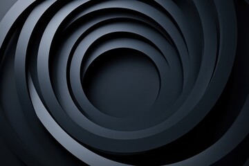 An abstract close-up of swirling black circular shapes, creating a sense of depth and tranquility.