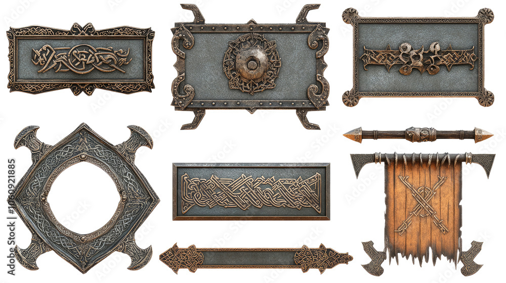 Aufkleber antique medieval frames collection for game ui design and decoration generative ai