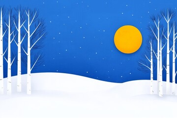 Naklejka premium Winter solstice setting featuring a star-lit forest at night