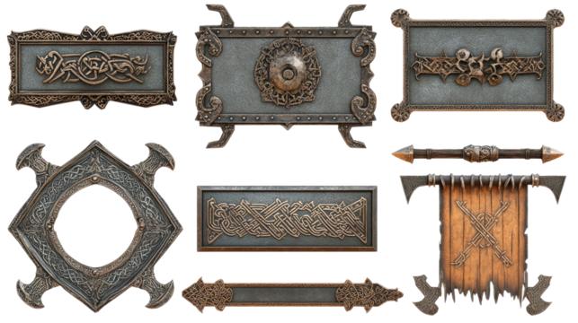 Antique Medieval Frames Collection for Game UI Design and Decoration Generative AI