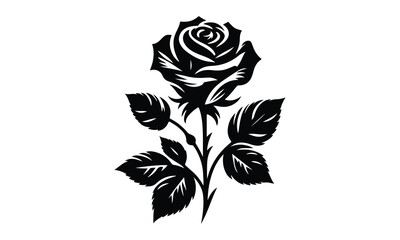 silhouette rose, Roses tattoo. Black roses vector design. Black silhouette of rose, Valentines day silhouette of rose element set. Romantic, rose silhouette vector and white background