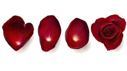 Red Rose Petals on Clear Background for Valentine's Decor Generative AI