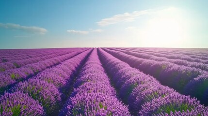 Naklejka premium Lavender Field at Sunset