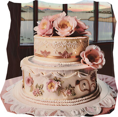 wedding cake with roses