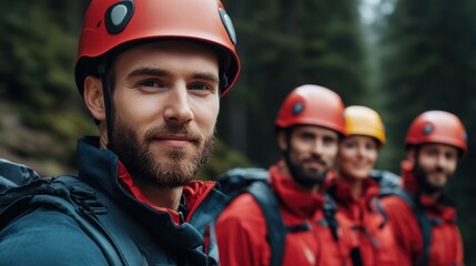 Emergency Rescue Team Preparing for Adventure