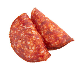 slices of salami with paprika isolated