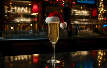 glasses of champagne on the table, christmas decoration, Majestic Cheers: Ringing in the New Year with Champagne and Crowns	