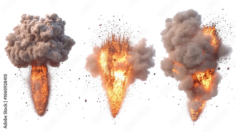 Poster dynamic fire explosion effects captured in a transparent backdrop generative ai
