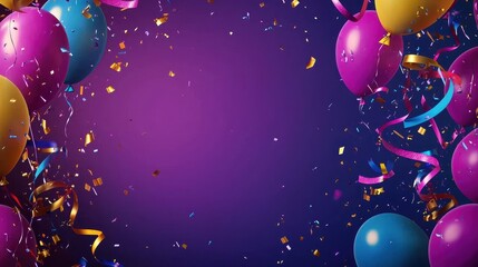 Colorful Party Decorations with Balloons and Confetti