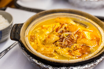 Curry chicken bowl in the restaurant
