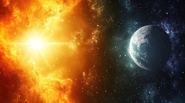 The cosmos during creation by God. And God made the two great lights; the greater light to rule the day, and the lesser light to rule the night: the stars also