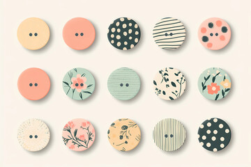 Obraz premium Bunte Knöpfe in verschiedenen Mustern und Farben