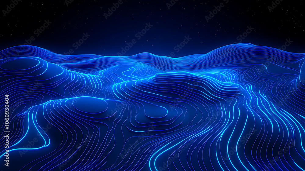 Poster 3d topographic map background concept, topo contour map, rendering abstract illustration, valleys an