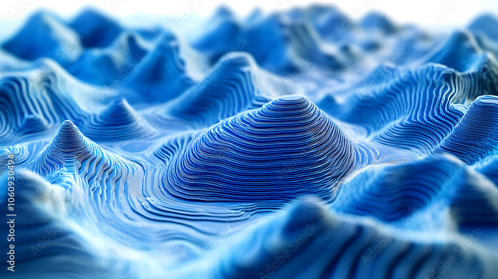 Poster 3d topographic map background concept, topo contour map, rendering abstract illustration, valleys an