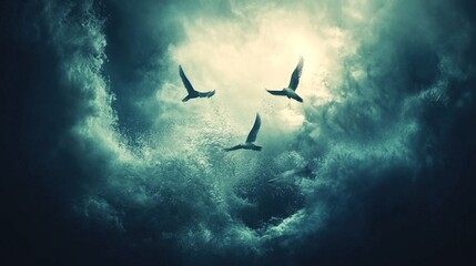 The Bible, the Book of Genesis, the creation of the world by God.  And God created every living creature that moveth, and every winged bird