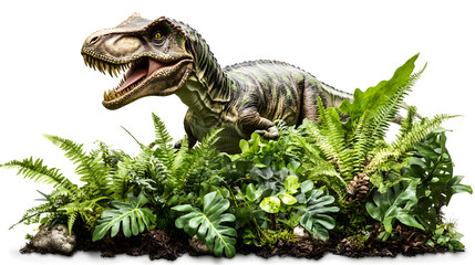 A Dramatic Scene of a Carnivorous Dinosaur Hunting Amongst Ancient Ferns in a Natural Setting