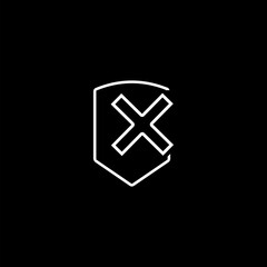 Obraz premium Checkbox with cross line icon isolated on black background.