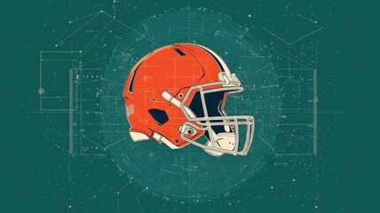 Minimalist Helmet Silhouette with Detailed Overlay