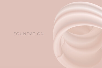 Nude Makeup Foundation Abstract Illustration Background. Beige Smudge in Minimal Elegant Style