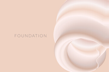 Nude Makeup Foundation Abstract Illustration Background. Beige Smudge in Minimal Elegant Style