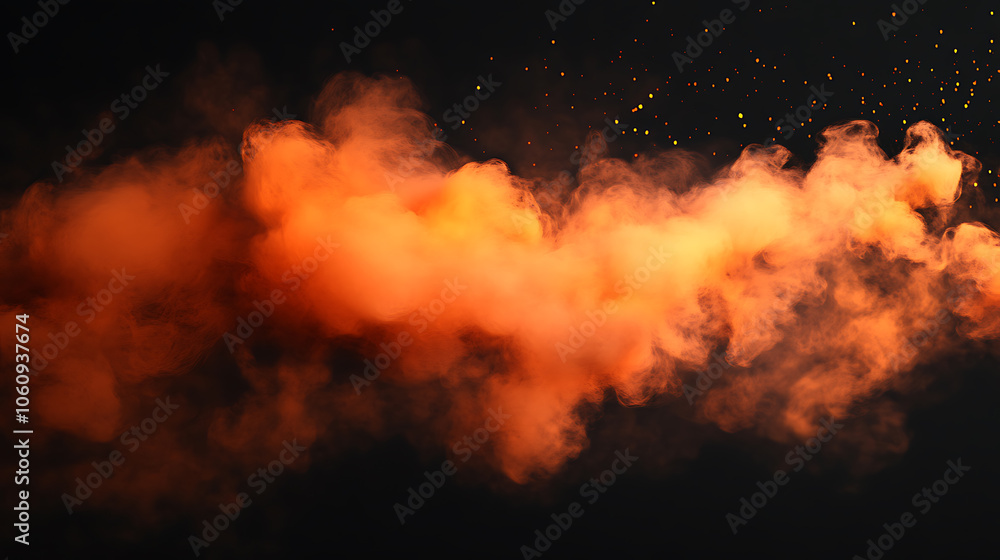 Aufkleber fire spark overlay with smoke and flame background, grill heat glow in cloud isolated transparent ve